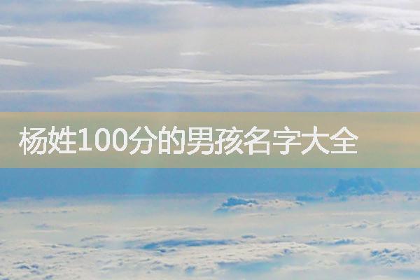 杨姓100分的男孩名字大全