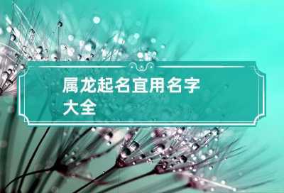 属龙起名宜用名字大全