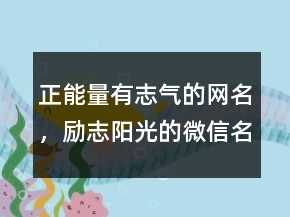 正能量有志气的网名，励志阳光的微信名字204条