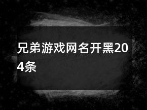 兄弟游戏网名开黑204条