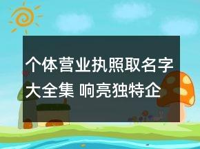 个体营业执照取名字大全集 响亮独特企业名